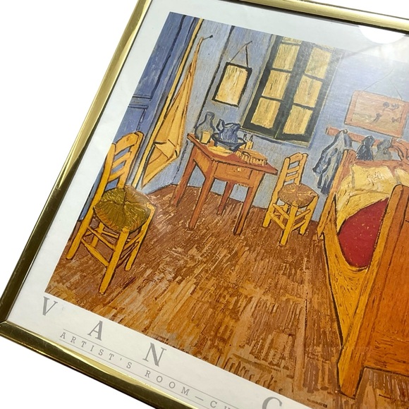 Vintage 1990s Framed 10"x8" Art Print - Van Gogh "The Bedroom" October 1889 - Picture 5 of 11